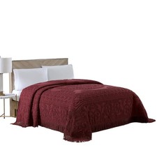 Beatrice Home Fashions King Burgundy Cotton Chenille Medallion Bedspread