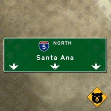 California Interstate 5 north Santa Ana highway road sign El Toro Y 1959 30x10