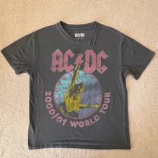 AC/DC T-Shirt Gray Cotton Graphic Print World Tour 2000 / Youth Size Medium 8