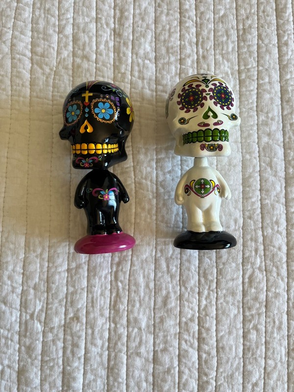 Dia de los Muertos B&W Sugar Skull Bobbleheads - Halloween Spooky Season!  🎃