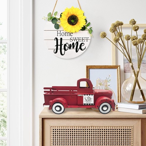 Herbstdeko 13,4 Zoll Vintage Bauernhaus rot LKW mit 12 Magneten rustikal Herbst... - Bild 5 von 8