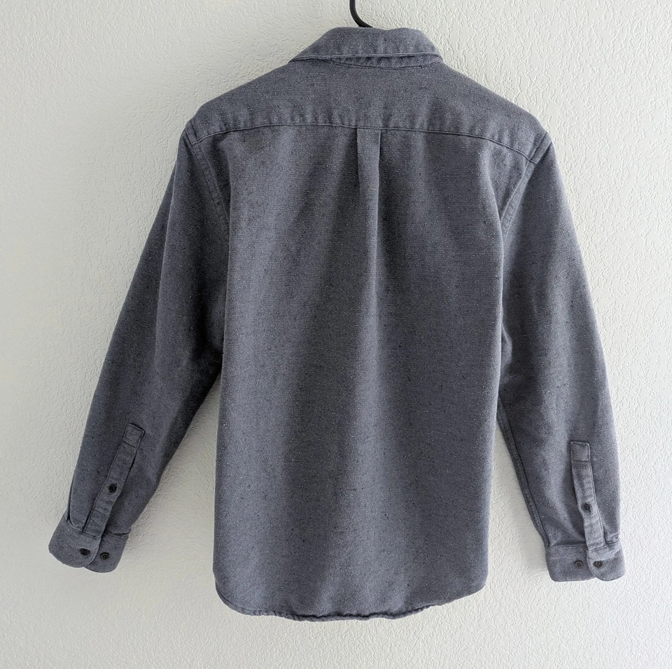 Camisa grosera de franela portuguesa para hombre talla mediana gris azul manga larga abotonada Foto 4 de 4