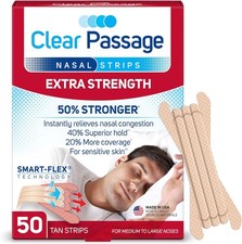 Nasal Strips Extra Strength, Tan, 50 Count Works Instantly to Improve Sleep, R