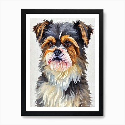 Brüsseler Griffon 2 Aquarell Hund gerahmt Wandbild Poster Leinwanddruck Bild