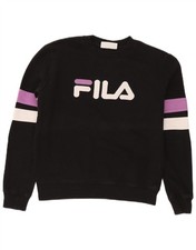 Fila Womens Graphic Sweatshirt Jumper UK 10 Small Black Colourblock DS08