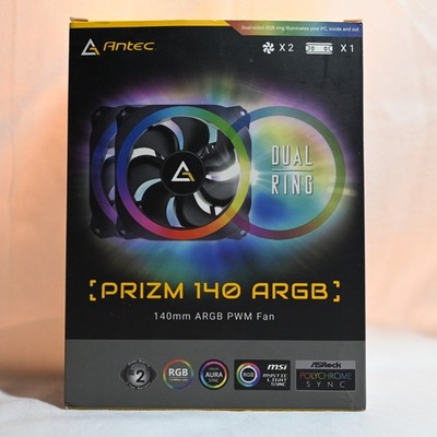 ANTEC PRIZM 140MM ARGB PWM Fan 2 Pack with Fan Controller/HUB - BLACK