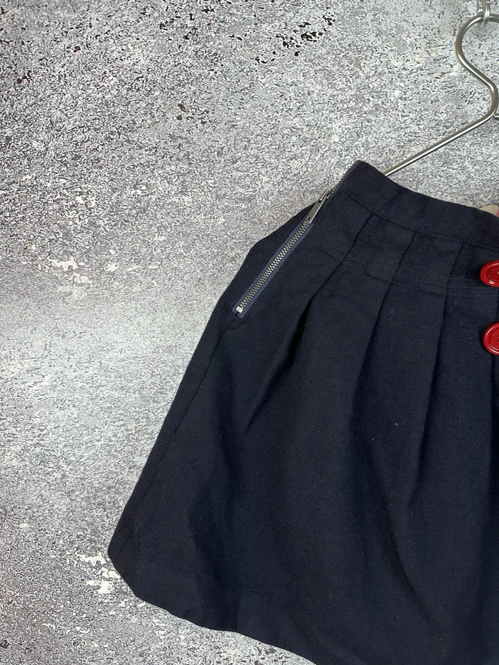 Burberry Girls Pleated A-Line Skirt Wool Blend Navy Blue, Red Buttons 152cm, 12Y — 第 2/4 张图片