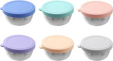 Paquete de 6 contenedores de aderezo para ensaladas con tapas, recipientes de salsa reutilizables para almuerzo B