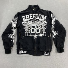 VTG Blac Label Sweatshirt Mens M Black Full Zip Live Free Or Die Grunge Y2K