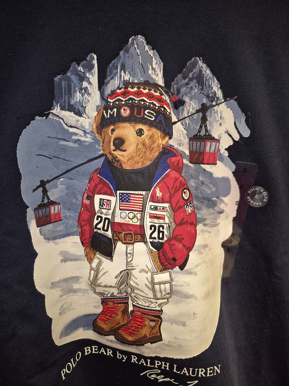 NWT POLO RALPH LAUREN WINTER OLYMPICS POLO BEAR LONG SLEEVE TEE IN BLUE thumbnail 2