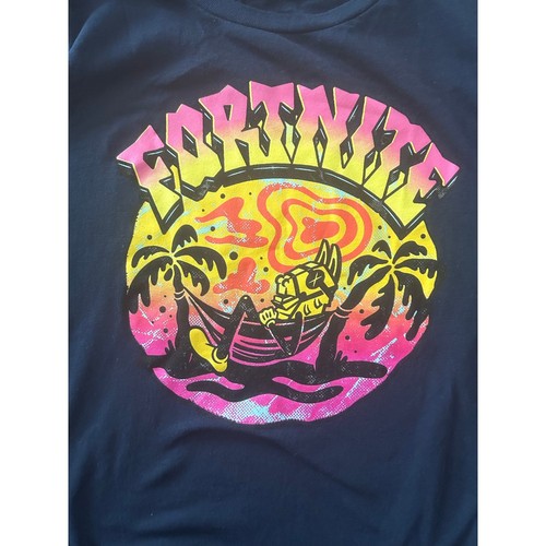 Fortnite Youth Graphic Tee Size 14 Black Neon Skeleton Sunset Gamer Shirt