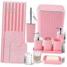 Bathroom Set with Shower Curtain Bath Set Shower Curtain Bath Rugs Pink Silver