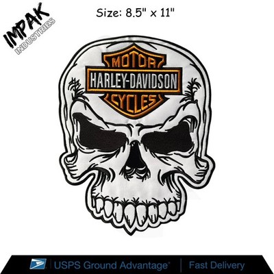 Harley Davidson Willie Style Embroidery Patch Orange And White Color Back Patch