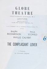 Original 1950’s The Complaisant Lover Theatre Programme, Globe Theatre