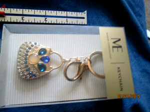 NEW ME Modern Expressions Rhinestone Purse Keychain Gold Tone