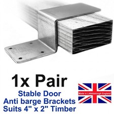 1 Pair 3mm Thick Galvanised STEEL BARRICADE  BRACKETS  3" x 2" / 4" x 2" Timber