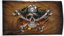 Pirate Flag Jolly Roger Skull with Crossbones Flag Banner Outdoor Indoor Decorat
