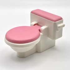 Fisher Price Loving Family Dollhouse 1993 Pink Toilet Commode Bathroom Vintage