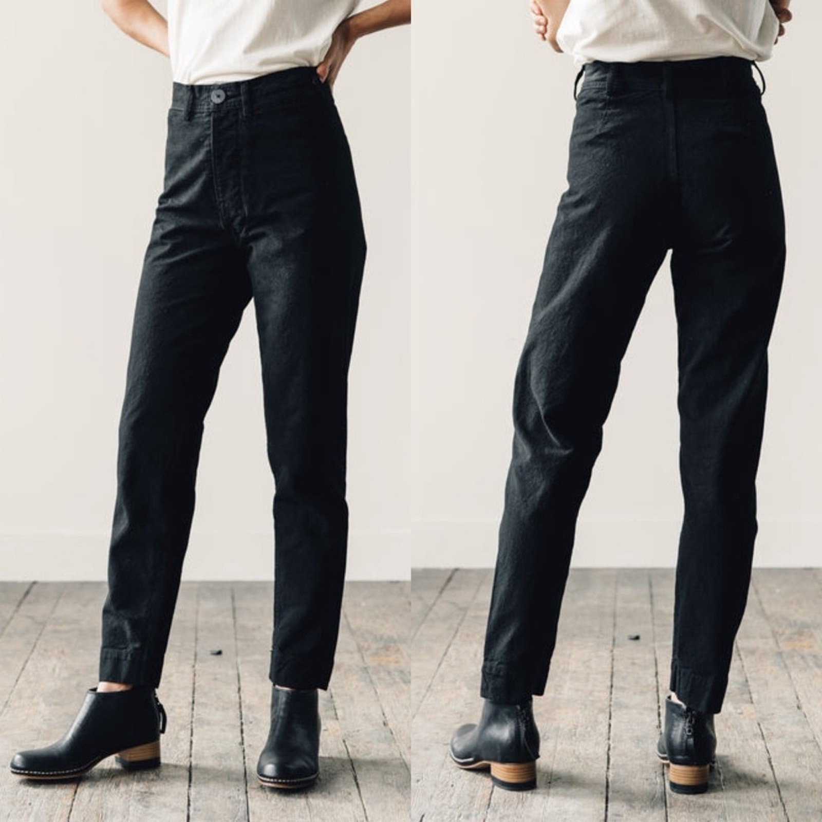 Jesse Kamm Washed Black Cotton Canvas Ranger Pants missing button - 6 image 3