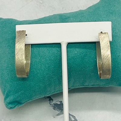 VTG Danecraft Brushed Satin Sterling Silver 925 Modernist Hoop Earrings 5.9g MCM