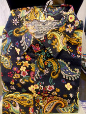 Men's Flower Paisley Print Black Button-Down Collared Dress Shirt Sealed Package