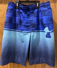 Under Armour Large Boys Swim Shorts Ombré Blue Summer Outdoors Water Ski Beach