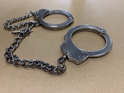 XL LEG ANKLE DOUBLE LOCKING SOLID STEEL HANDCUFFS 2 GENUINE Police Keys