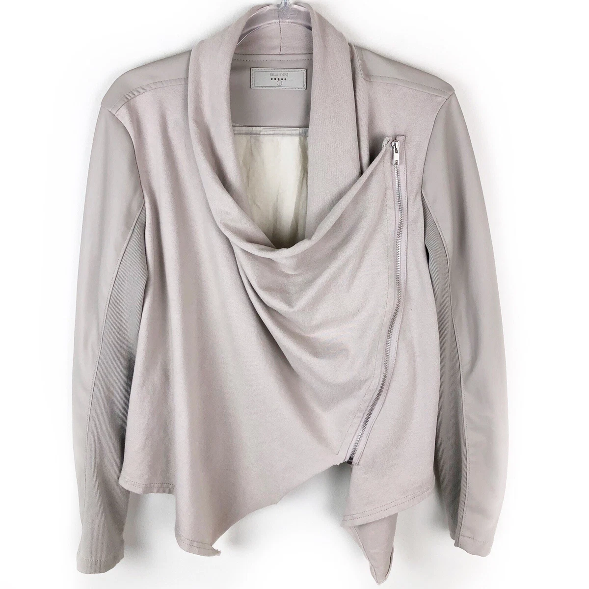 BLANK NYC - Faux Leather Drape front Jacket beige size: L