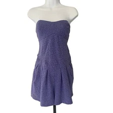 Blue and Black Strapless Romper 