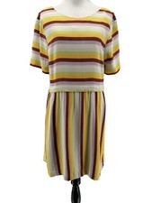Madewell Women's Multi-Color Striped Scoop-Back Short Sleeve Dress Size 12