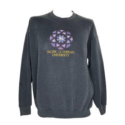 Pacific Lutheran University PLU Sweatshirt Embroidered Spellout Vintage 90's XL