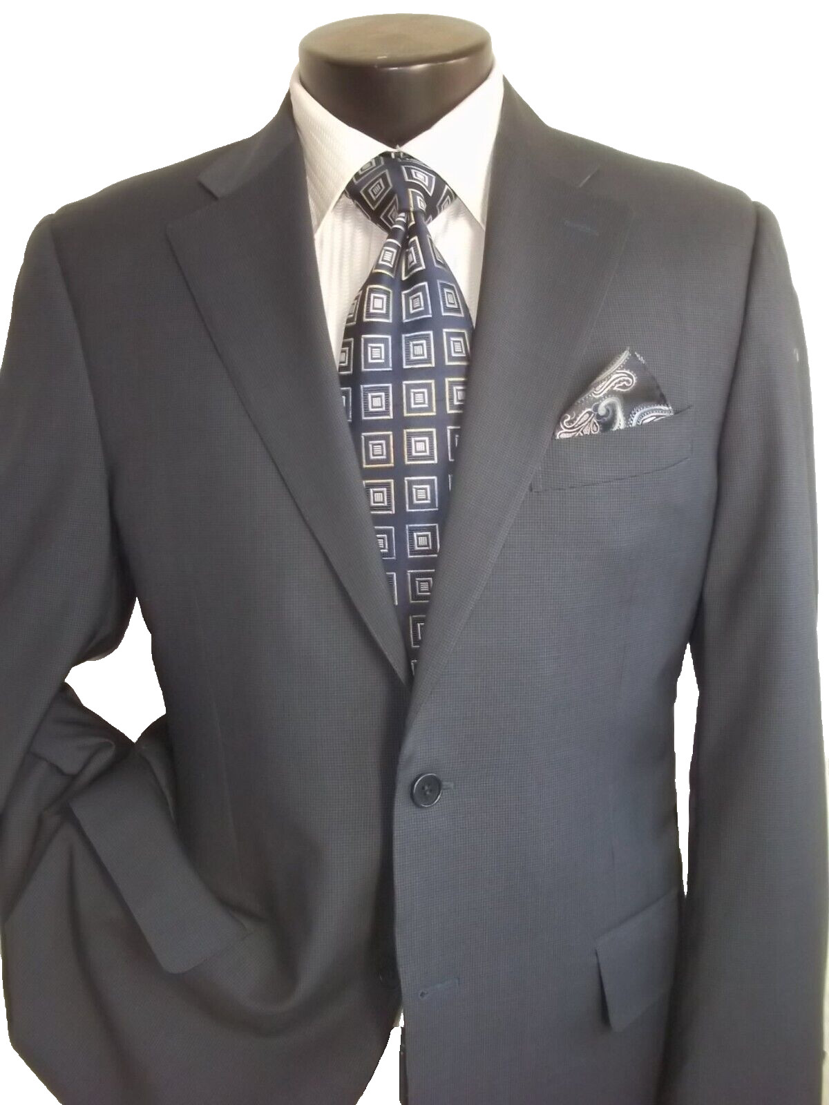 # Canali Blue Houndstooth Pattern 2 Button Double… - image 4