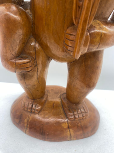 South Pacific Oceanic Hand Carved Solid Wood Vintage Statue Cowrie Shell Eyes - Picture 13 of 24