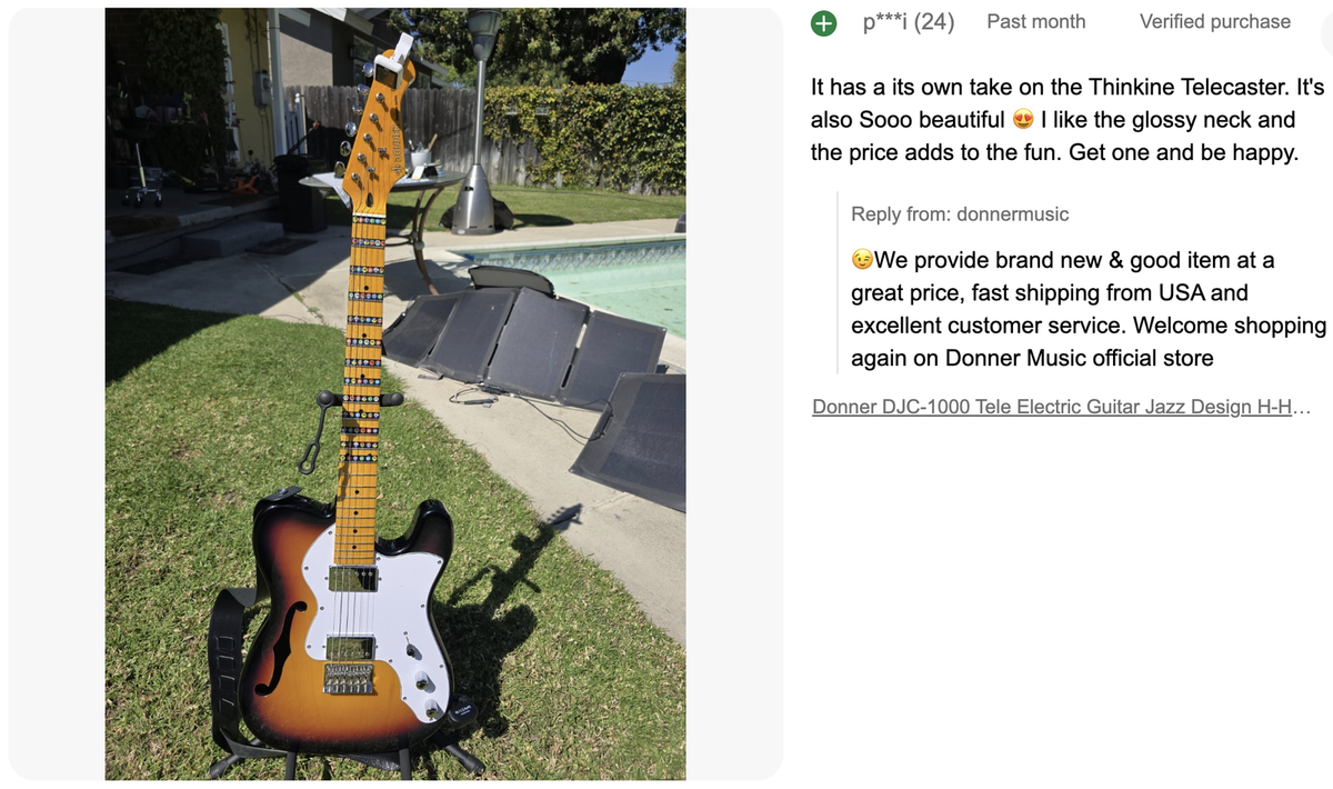 Donner DJC-1000 Tele Jazz Electric Guitar For Sale With Gig Bag