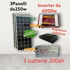 Kit fotovoltaico inverter 6000w pannello energia solare  Batteria accumulo 200ah