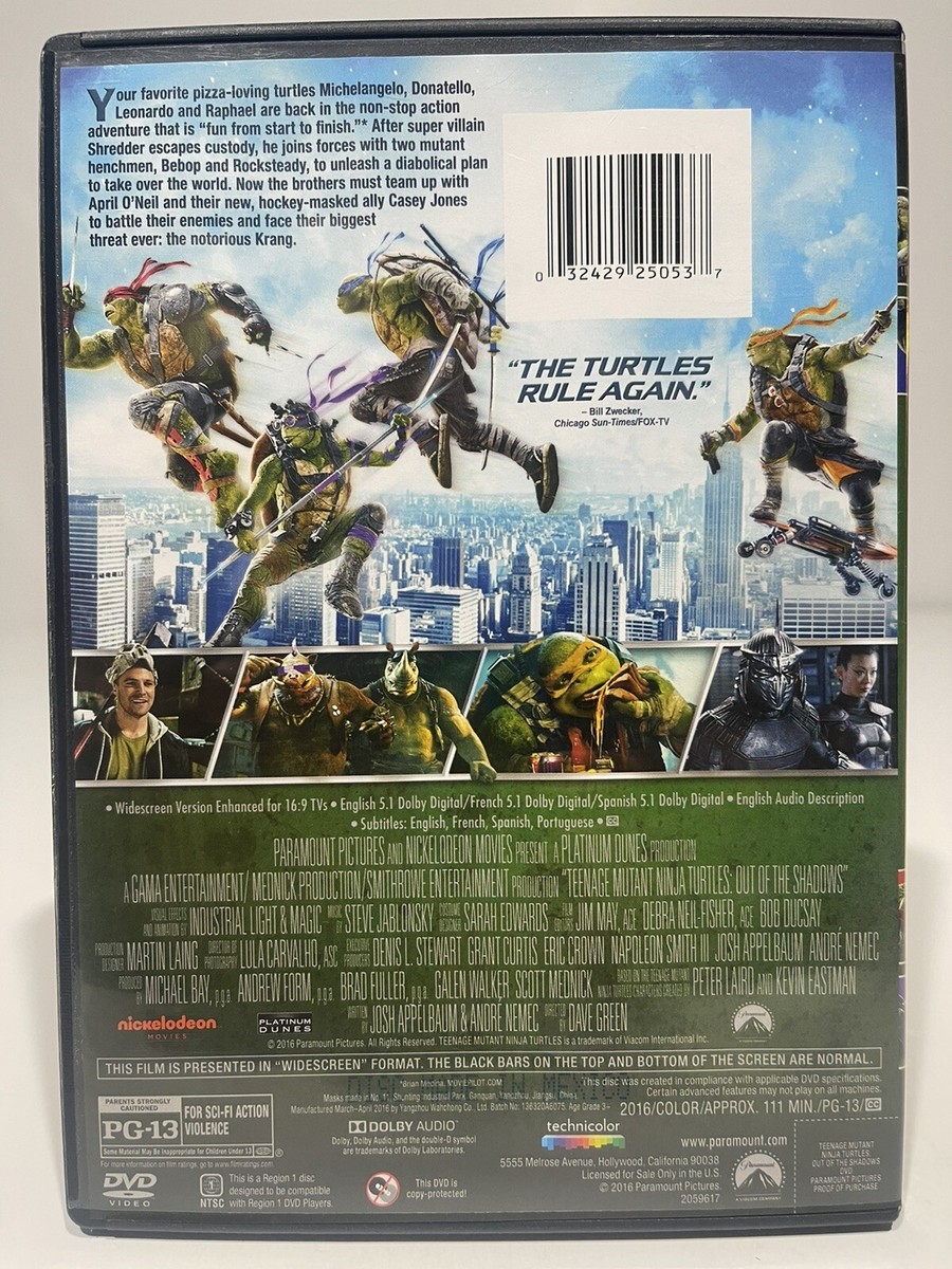 Teenage Mutant Ninja Turtles: Out of the Shadows (DVD, 2016) - Main Image