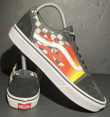 Old Skool Vans Slip Ons Checkerboard Flame Vans Kids' Flame
