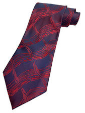 True Vintage Mens Necktie Kipper Wide Neck Tie Jacquard Abstract Red Blue