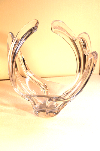 Cofrac Art Verrier France Crystal Vase 11 x 10 Centerpiece Splash Bowl - Picture 4 of 7