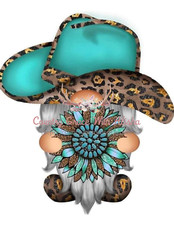 Sublimation Print Country Turquoise Gnome Ready to Press Heat Transfer