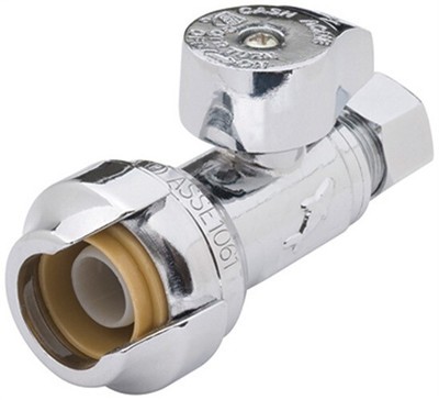 Sharkbite 23337-0000LF Brass Straight Stop Valve 1/2 PTC x 1/4 Compression in.
