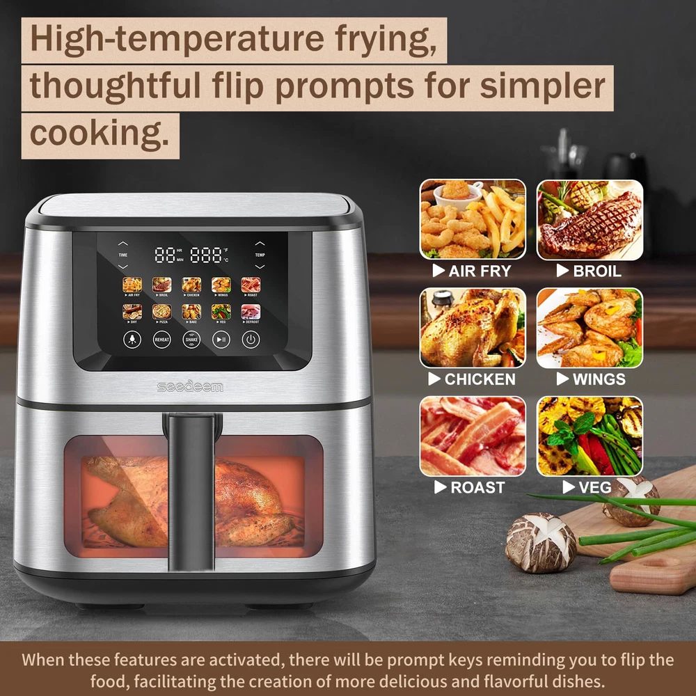 Air Fryer with LCD Touchscreen and ClearCook Window for Easy Monitoring Air Fryer with LCD Touchscreen and ClearCook Window for Easy Monitoring