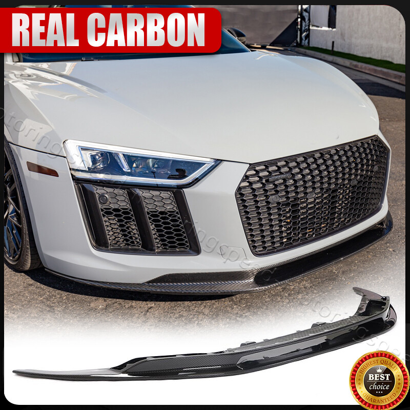Insert Pare-chocs Avant Carbone Sec Pour Audi R8 (2016-2018) - Couvercle Grille Air, Noir Brillant