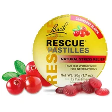 Bach RESCUE Pastilles Natural Stress Relief Cranberry Flavor 50g 1.7 oz