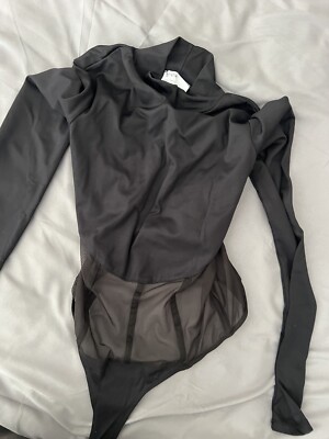 Bershka Mesh High Neck Long Sleeves Top Blouse Sleek Bodysuit Size S  UK