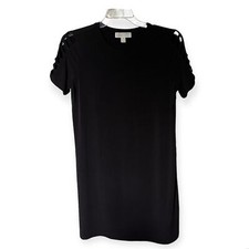 MICHAEL Michael Kors Black Knit Knee-Length Short Sleeve Shirt Dress Size Medium
