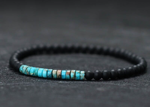 Bracelet Perles Jaspe Impérial, Turquoise Et Agate - Sur Mesure, Fabriqué En France