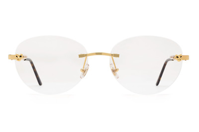 New CARTIER CT0028O 002 56mm Gold Rimless Panthere Eyeglasses France Unisex
