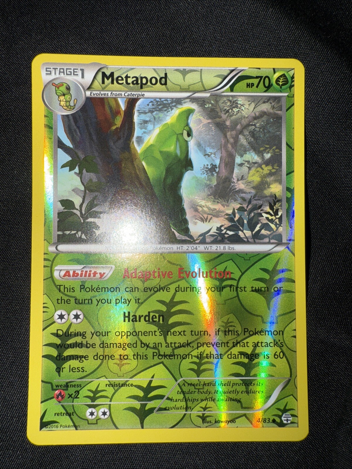 Metapod 4/83 REVERSE HOLO Pokemon Xy Generations Card TCG 2016 NM