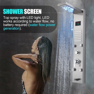Edelstahl Duschpaneel LED Duschset Regendusche Massage Duschsäule Duscharmatur